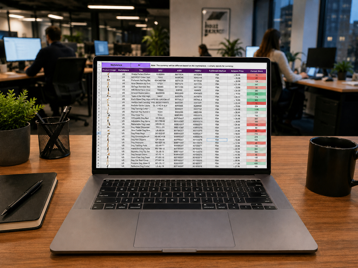 Notebook com uma planilha da campanha